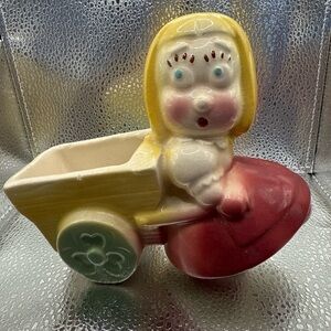 Vtg. Calif. charming Yellow and Red Ceramic Dutch girl